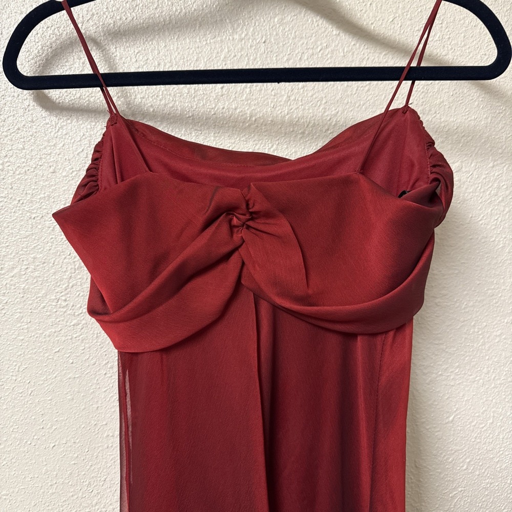 Vtg Y2K Red Slip Dress Ruched  Vamp‎ Romantic Goth 90s Whimsigoth SMALL Flaws - Picture 5 of 13